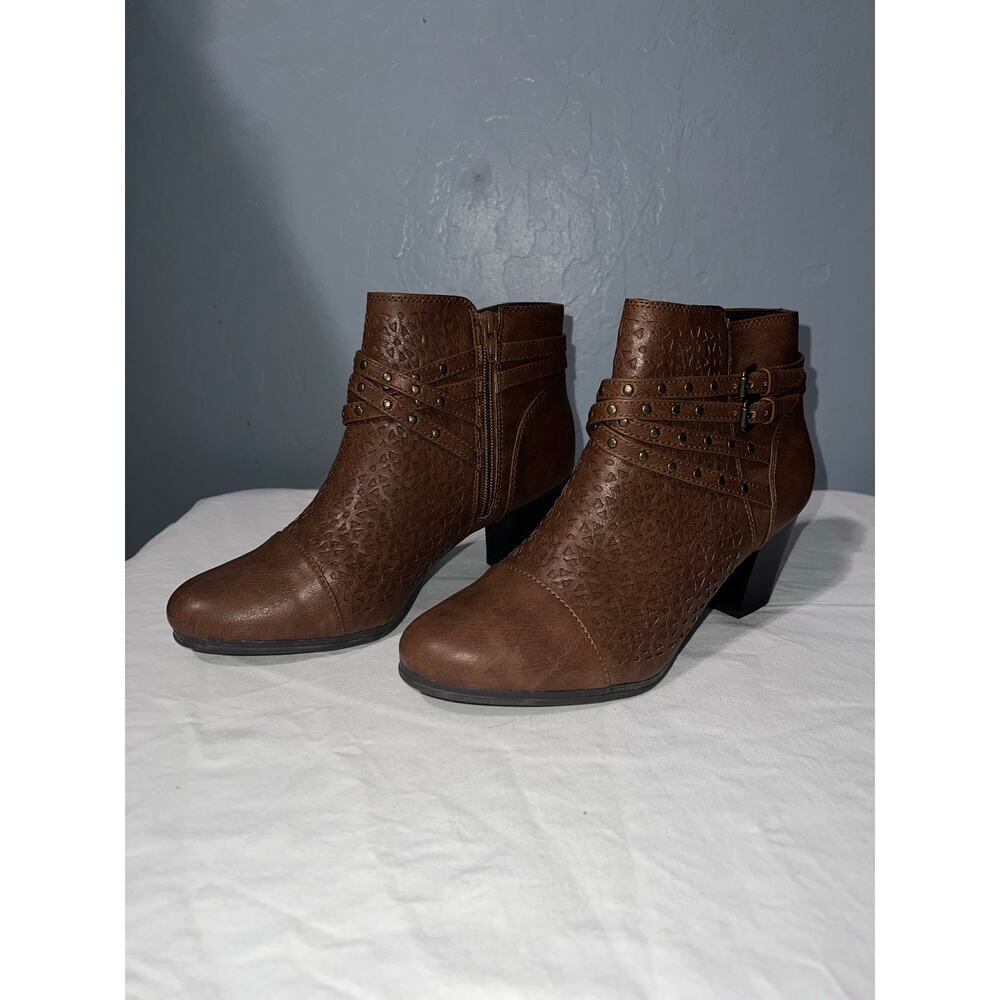 Rialto Brown Fisher Block High Heel Ankle Boots